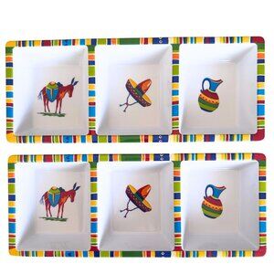 Three Section Divided Fiesta Serving Trays (x2)